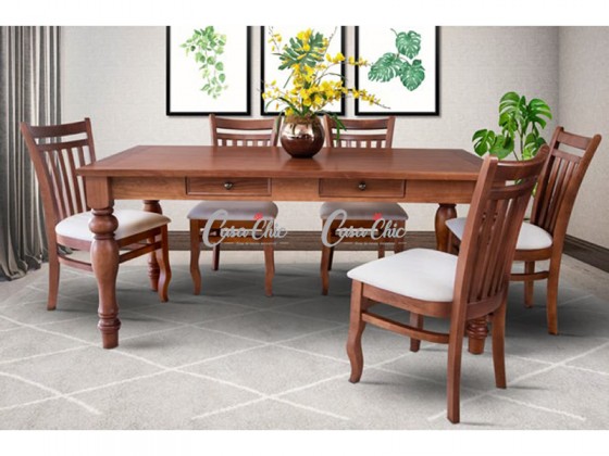 Conjunto Mesa de Jantar 3D Moveis Roma Florida com 08 Cadeiras 2.20 x 1.00 Retangular